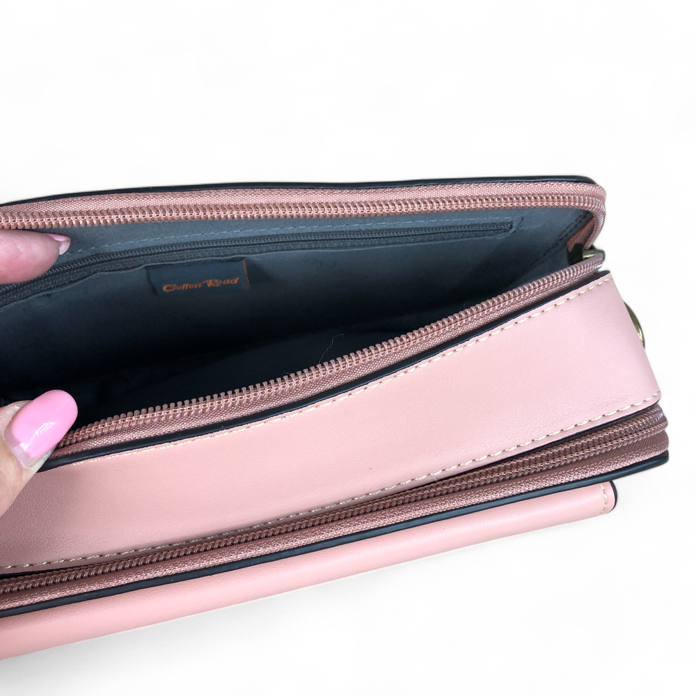 PINK PU Leather Cotton Road Sling Bag with BRANDED STRAP