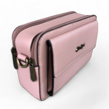 PINK PU Leather Cotton Road Sling Bag with BRANDED STRAP