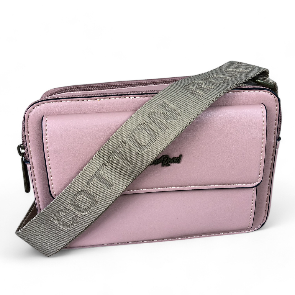 PINK PU Leather Cotton Road Sling Bag with BRANDED STRAP