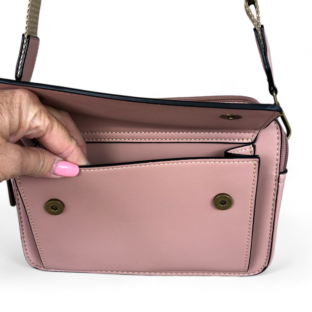 PINK PU Leather Cotton Road Sling Bag with BRANDED STRAP