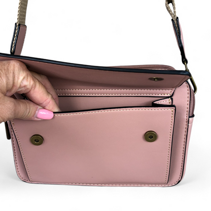 PINK PU Leather Cotton Road Sling Bag with BRANDED STRAP