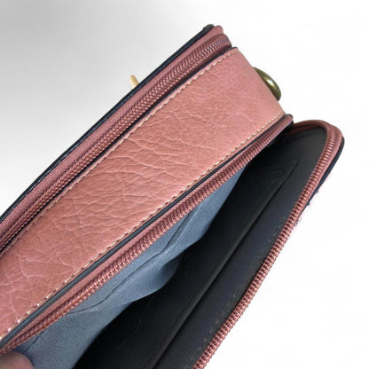 PINK PU Leather Cotton Road Sling Bag with FLORAL POCKET