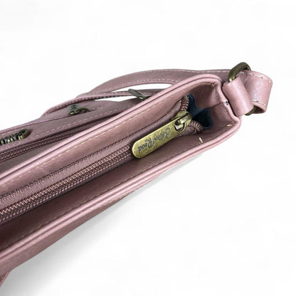 PINK PU Leather Cotton Road Sling Bag with FLORAL detailing