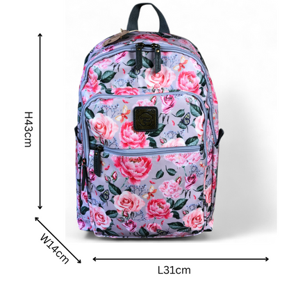 PINK PVC Cotton Road 15,6" Laptop Backpack with FLOWERS