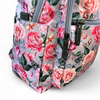 PINK PVC Cotton Road 15,6" Laptop Backpack with FLOWERS