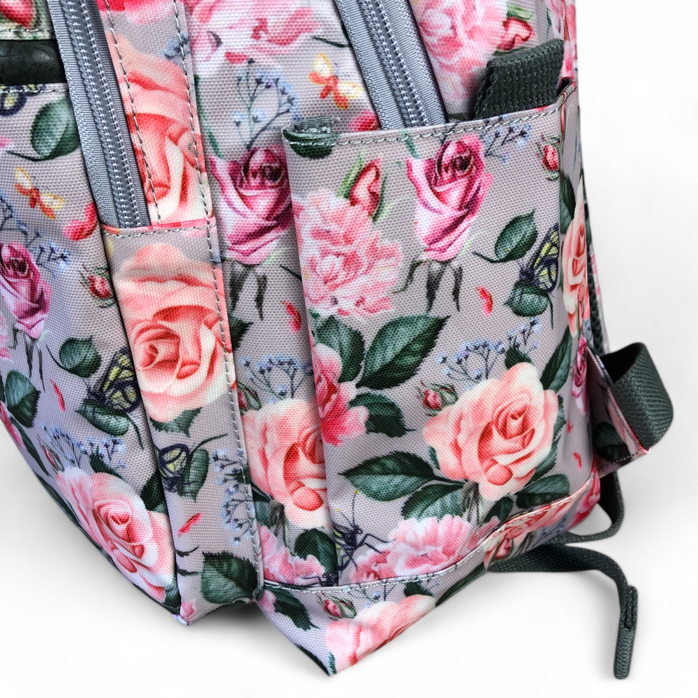 PINK PVC Cotton Road 15,6" Laptop Backpack with FLOWERS