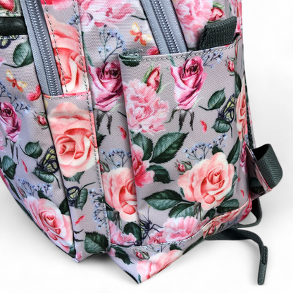 PINK PVC Cotton Road 15,6" Laptop Backpack with FLOWERS