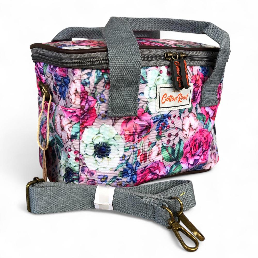 PINK PVC Cotton Road Lunch Box Cooler Bag with FLOWERS