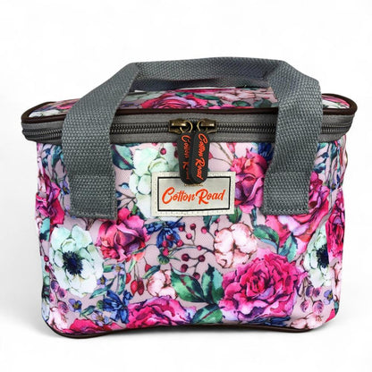 PINK PVC Cotton Road Lunch Box Cooler Bag with FLOWERS