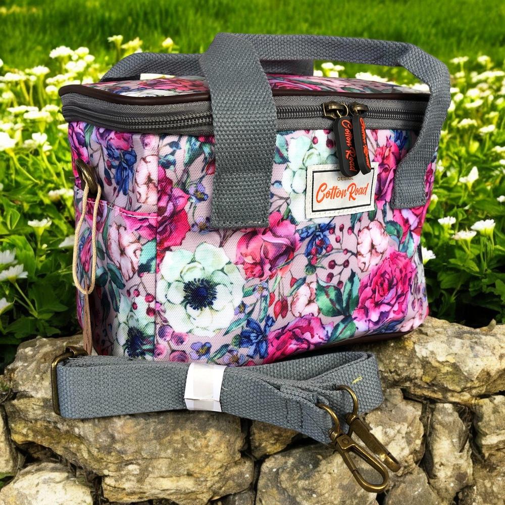 PINK PVC Cotton Road Lunch Box Cooler Bag with FLOWERS