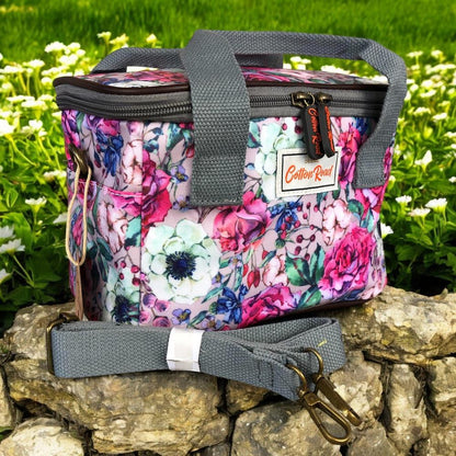 PINK PVC Cotton Road Lunch Box Cooler Bag with FLOWERS