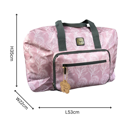 PINK PVC Foldaway WEEKENDER Cotton Road Travel Bag with PROTEAS
