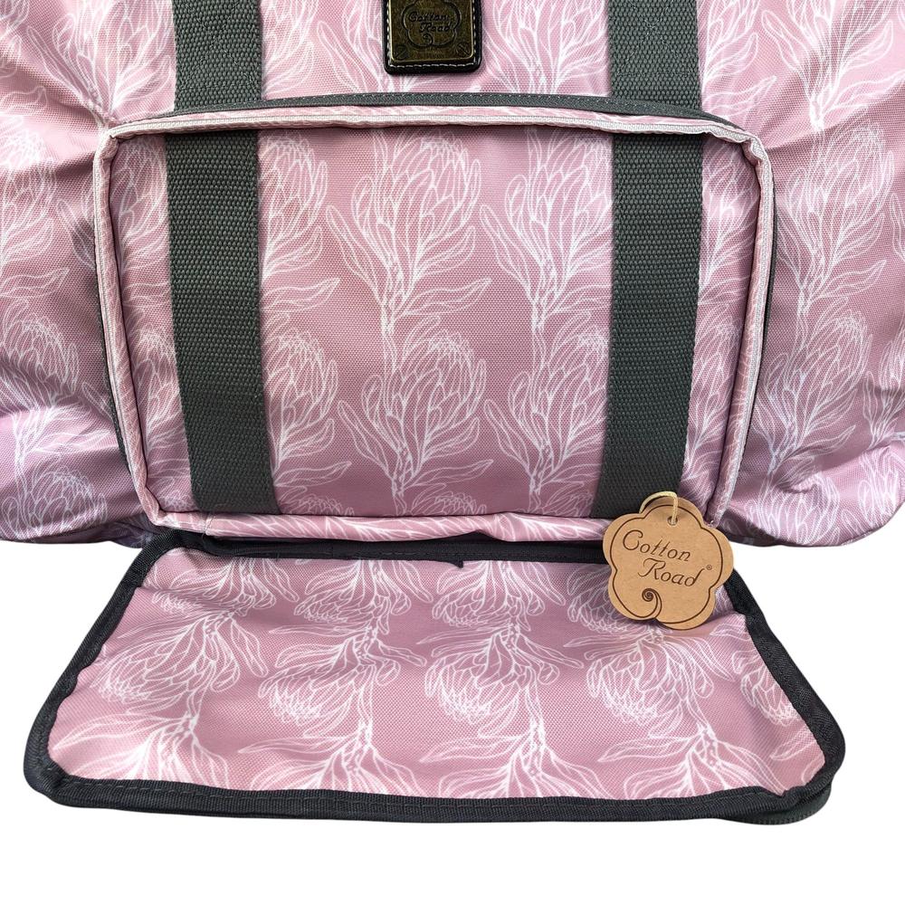 PINK PVC Foldaway WEEKENDER Cotton Road Travel Bag with PROTEAS