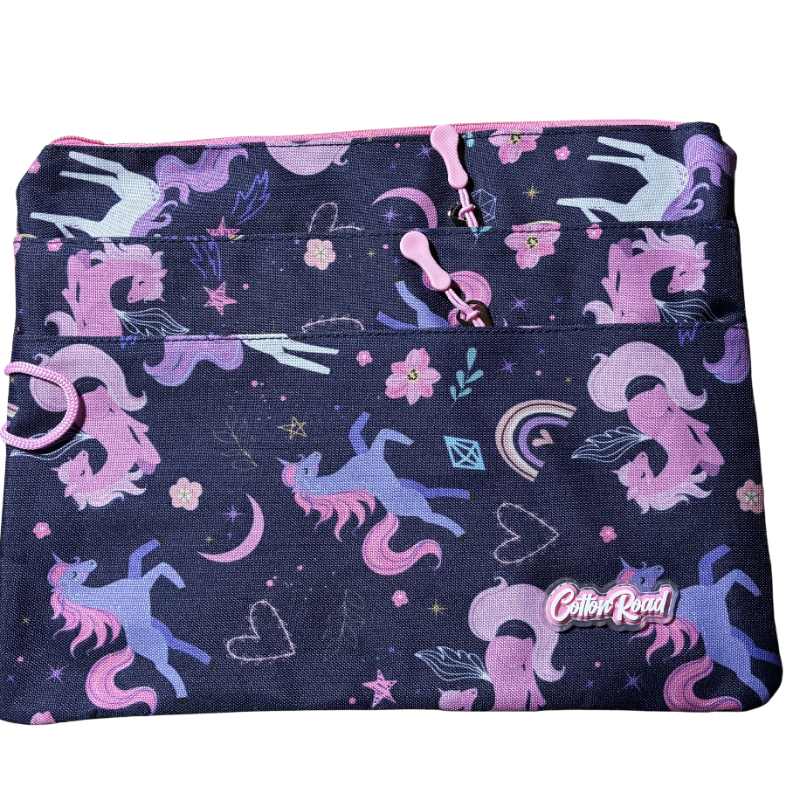 PINK UNICORN Canvas Kids Backpack with matching CARRY SLEEVE BACK VIEW