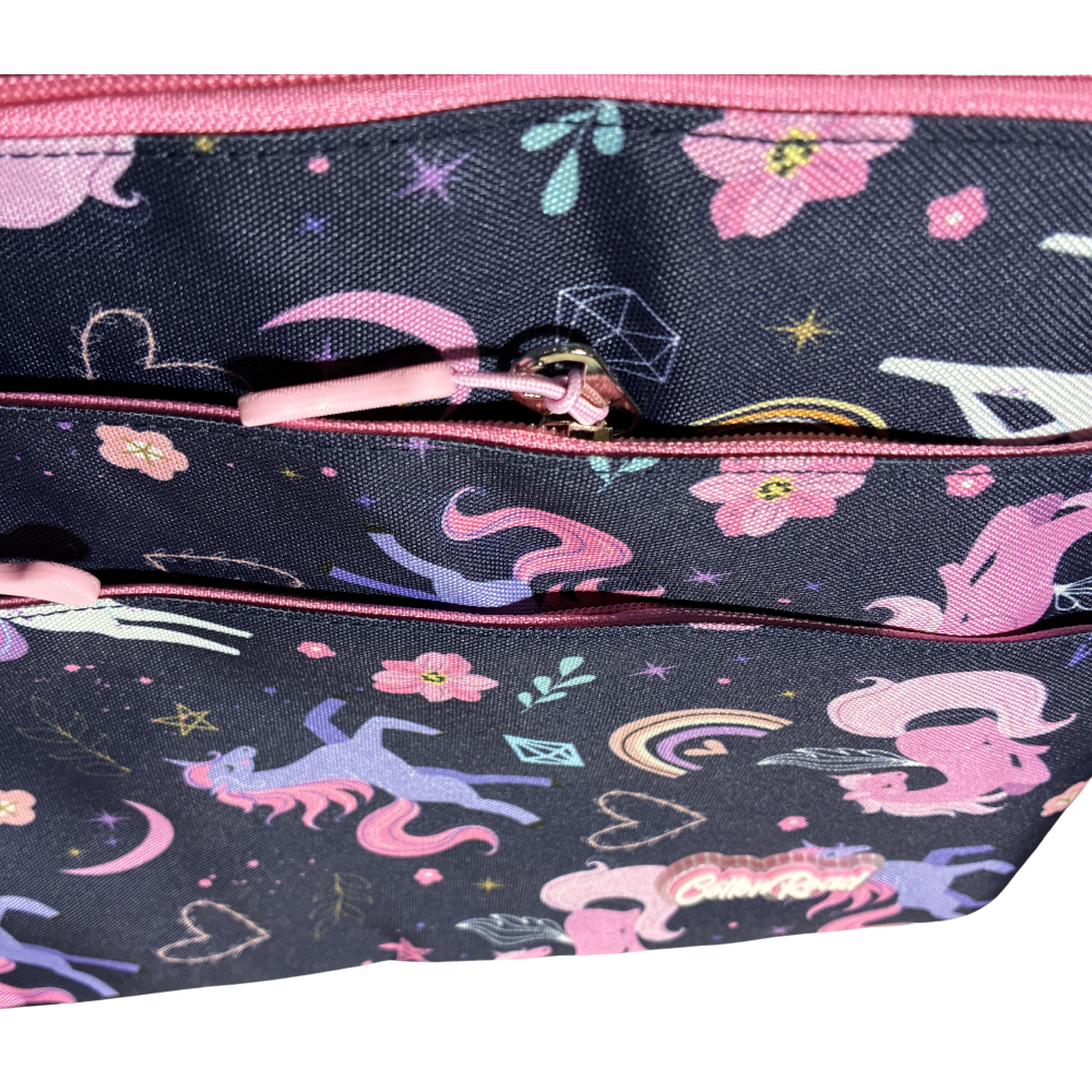 PINK UNICORN Canvas Kids Backpack with matching CARRY SLEEVE FRONT VIEW