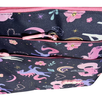 PINK UNICORN Canvas Kids Backpack with matching CARRY SLEEVE FRONT VIEW
