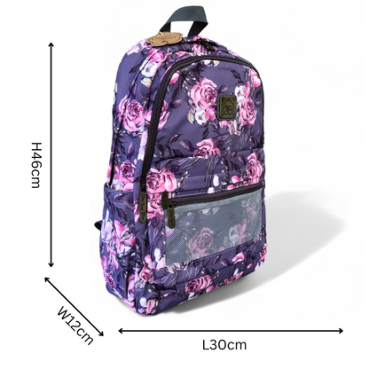 PURPLE FLORAL Canvas Cotton Road Backpack