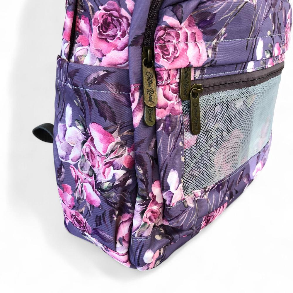 PURPLE FLORAL Canvas Cotton Road Backpack
