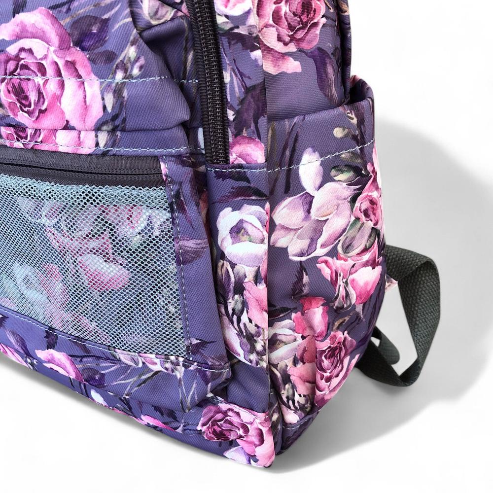 PURPLE FLORAL Canvas Cotton Road Backpack
