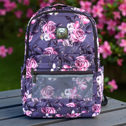 PURPLE FLORAL Canvas Cotton Road Backpack