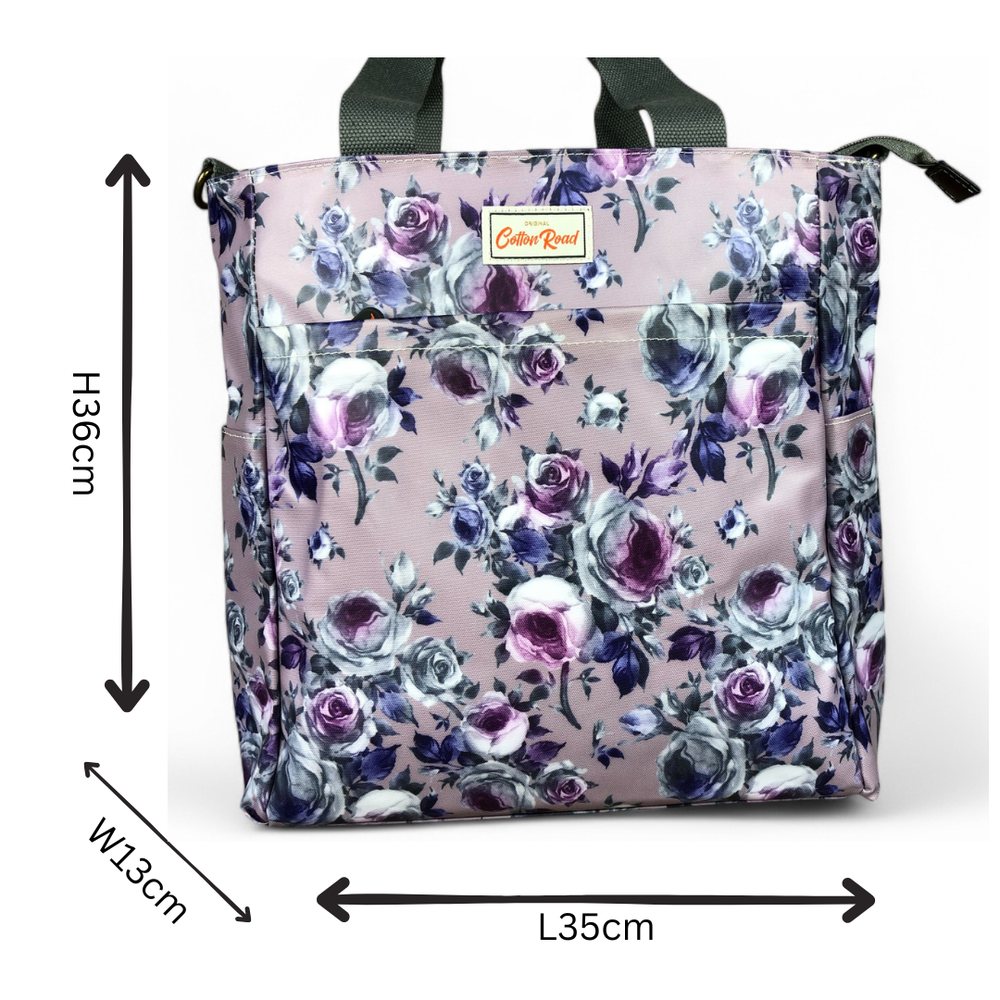PURPLE Large FLORAL PVC Cotton Road Cooler Bag