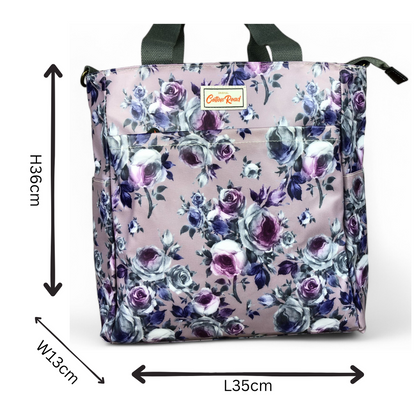 PURPLE Large FLORAL PVC Cotton Road Cooler Bag