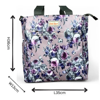 PURPLE Large FLORAL PVC Cotton Road Cooler Bag