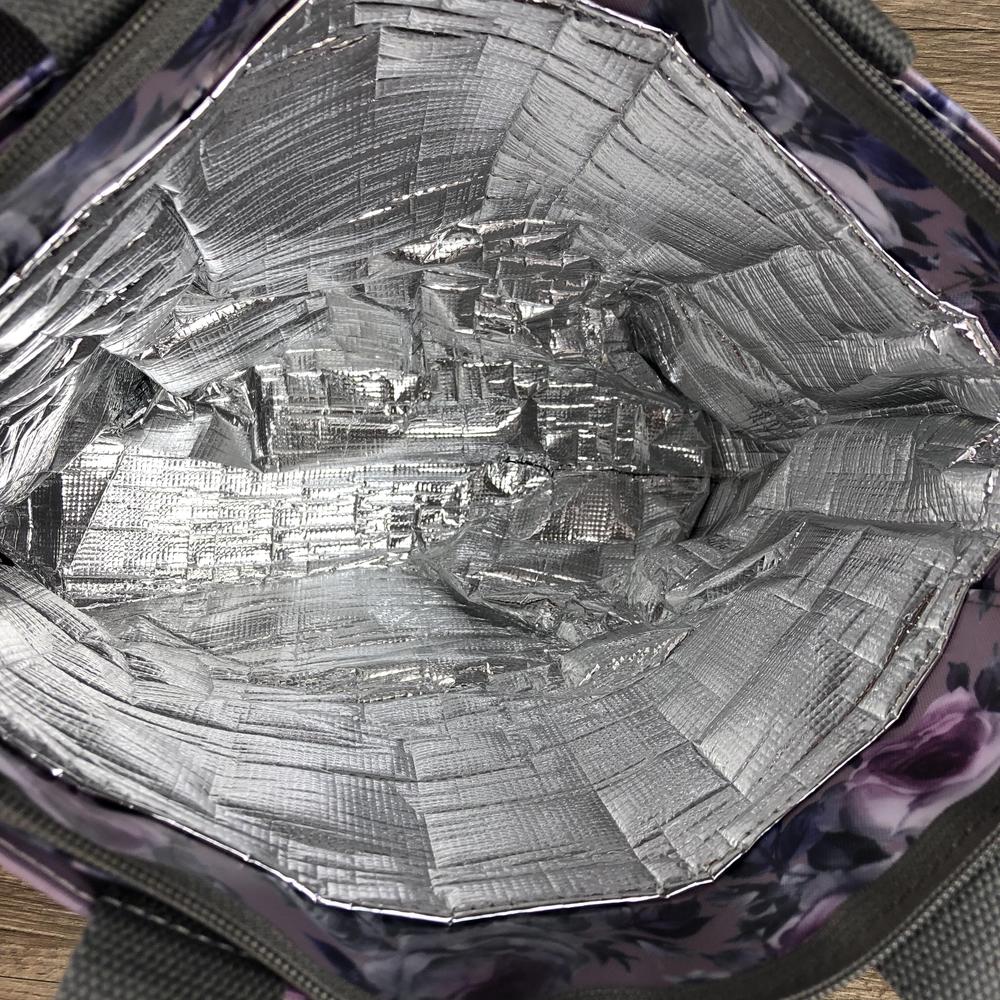 PURPLE Large FLORAL PVC Cotton Road Cooler Bag