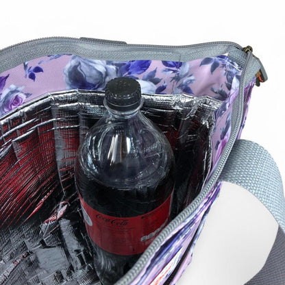 PURPLE Large FLORAL PVC Cotton Road Cooler Bag