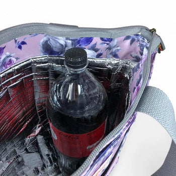 PURPLE Large FLORAL PVC Cotton Road Cooler Bag