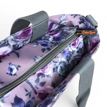 PURPLE Large FLORAL PVC Cotton Road Cooler Bag