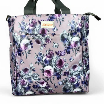 PURPLE Large FLORAL PVC Cotton Road Cooler Bag