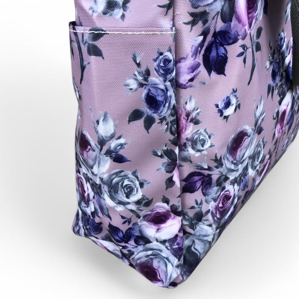 PURPLE Large FLORAL PVC Cotton Road Cooler Bag