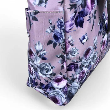 PURPLE Large FLORAL PVC Cotton Road Cooler Bag