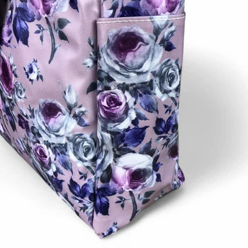 PURPLE Large FLORAL PVC Cotton Road Cooler Bag