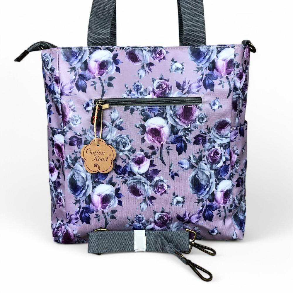 PURPLE Large FLORAL PVC Cotton Road Cooler Bag