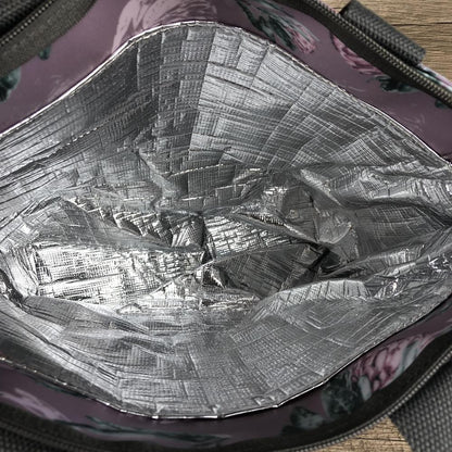 PURPLE Large PVC Cotton Road Cooler Bag with PROTEAS