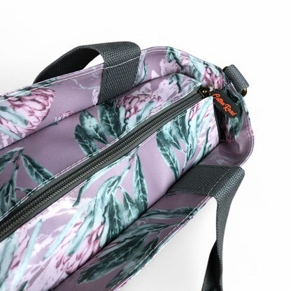 PURPLE Large PVC Cotton Road Cooler Bag with PROTEAS