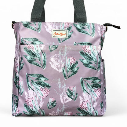 PURPLE Large PVC Cotton Road Cooler Bag with PROTEAS