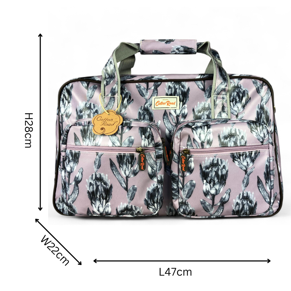 PURPLE PVC Overnight Cotton Road Travel Bag with PROTEAS