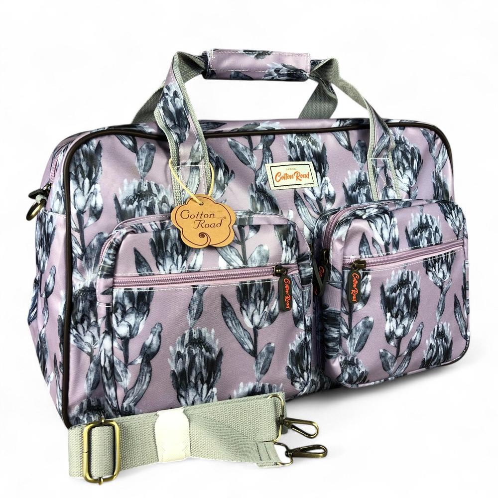 PURPLE PVC Overnight Cotton Road Travel Bag with PROTEAS