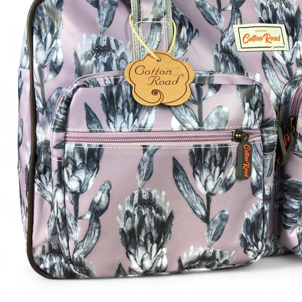 PURPLE PVC Overnight Cotton Road Travel Bag with PROTEAS