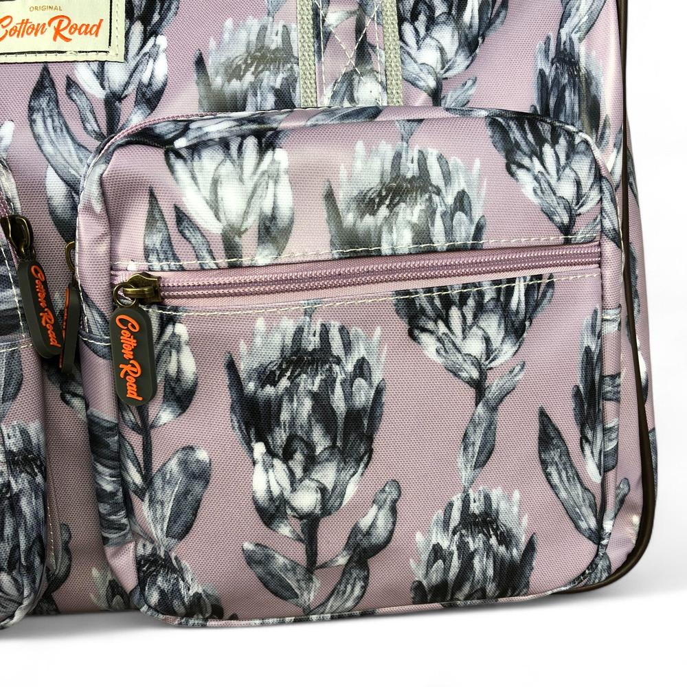 PURPLE PVC Overnight Cotton Road Travel Bag with PROTEAS
