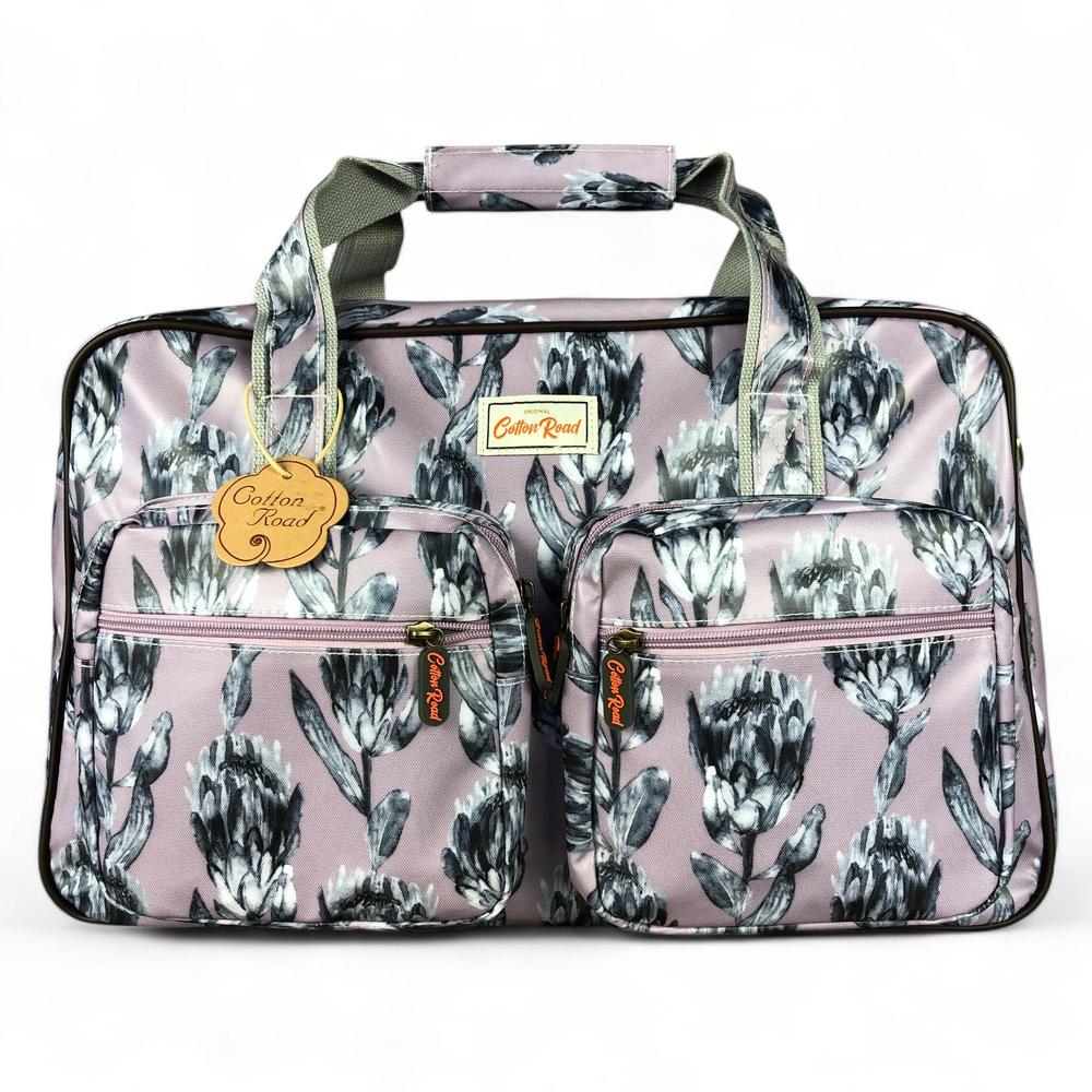 PURPLE PVC Overnight Cotton Road Travel Bag with PROTEAS