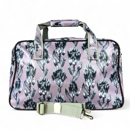 PURPLE PVC Overnight Cotton Road Travel Bag with PROTEAS