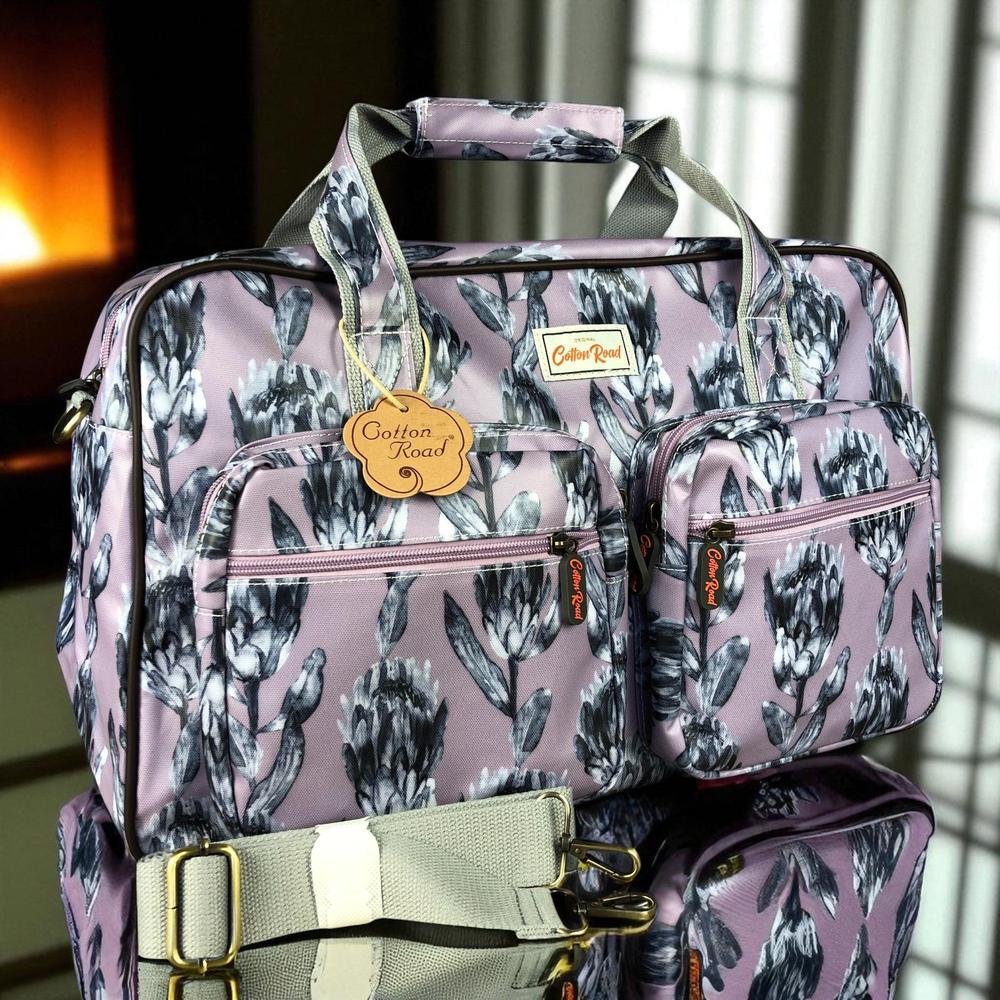 PURPLE PVC Overnight Cotton Road Travel Bag with PROTEAS