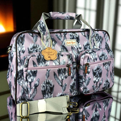 PURPLE PVC Overnight Cotton Road Travel Bag with PROTEAS