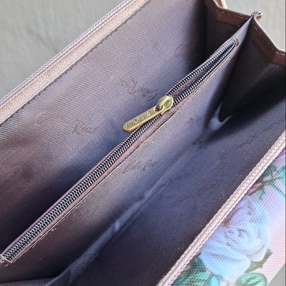PVC Horizontal Cellphone Sling with Froral Print and Tab Closure COIN POCKET