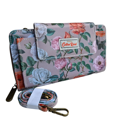 PVC Horizontal Cellphone Sling with Froral Print and Tab Closure SET VIEW
