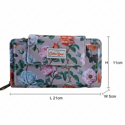 PVC Horizontal Cellphone Sling with Froral Print and Tab Closure SIZE